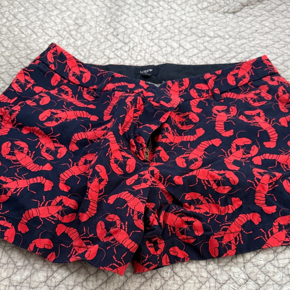 J Crew Navy and Red Lobster Print Women Shorts size 12